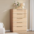 5 Drawer Dresser for Bedroom, 45" Tall Modern Chest of Drawers with Metal Handle, Curved Profile Design, Wooden Closet with Large Drawers Dressers Organizer for Entryway Hallway