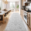 jinchan Lima Kitchen Runner Rug 3x10 - Vintage Floral Machine Washable Non-Slip Hallway Runner Rug with Rubber Backing Ultra-Thin Carpet for Bedroom Laundry Room Farmhouse (3x10ft, Grey)