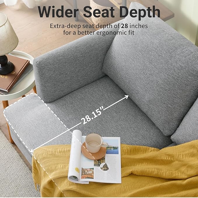 Loveseat Sofa 56", Small Couches for Small Spaces, Mid Century Love Seat Couches for Living Room, Upholstered 2-Seater Couch for Bedroom, Apartment, Grey