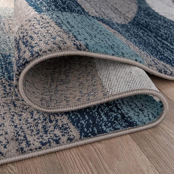 Rugshop Contemporary Abstract Circles Perfect for high Traffic Areas of Your Living Room,Bedroom,Home Office,Kitchen Area Rug 9' x 12' Blue