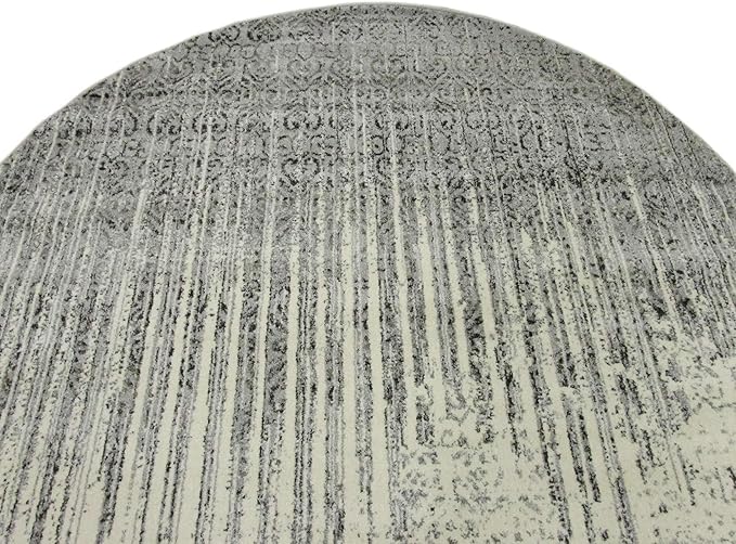 Unique Loom Del Mar Collection Area Rug - Jennifer (6' 1" Round, Gray/ Black)