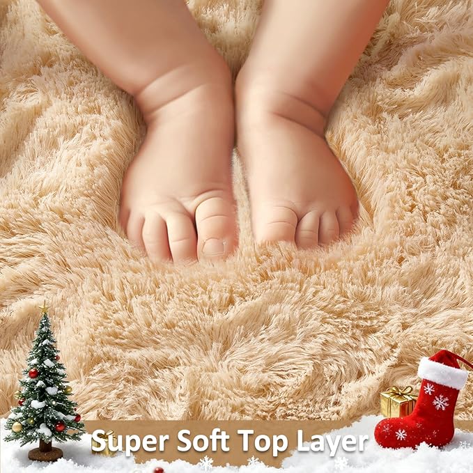 Ophanie Beige Rugs for Bedroom Living Room, Fluffy Fuzzy Furry Carpet, Plush Soft Shaggy Bedside Indoor Floor 4x6 Area Rug for Kids Girls Boys Baby Teen Dorm Nursery Home Decor Aesthetic
