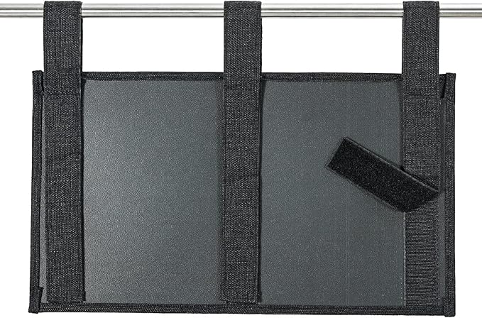 Zafit Linen Bedside Caddy, Bedside Storage Organizer for Hospital Beds, College Dorm Rooms or Baby Bed (6 Pockets-Black)