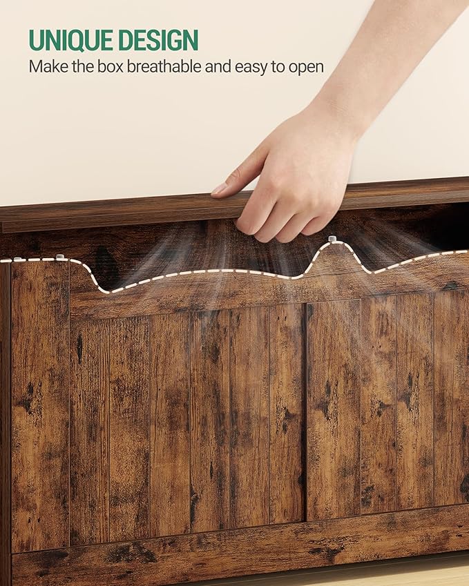 Hzuaneri 39.4" Storage Chest, Storage Bench Trunk with 2 Hinge, Wooden Box, Lift-Top Chest Organizer, Shoe Bench for Entryway, Bedroom, Living Room, Rustic Brown SB01001X