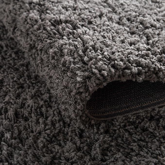 Unique Loom Solid Shag Collection Area Rug (7' 10" x 10' Oval, Graphite Gray)