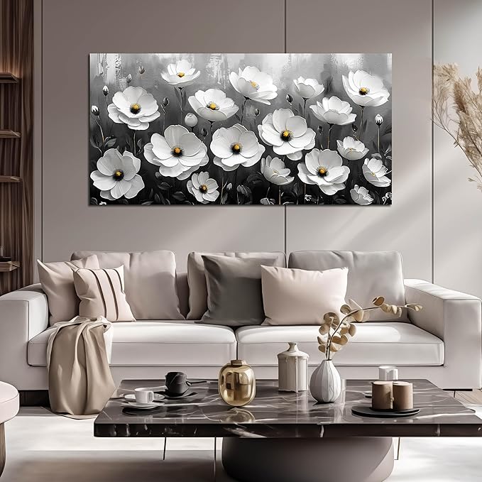 Prepeyssee Black and White Botanical Wall Art floral wall decor for Bedroom Living Room Office Modern Artwork Canvas Prints 29x59 Inch