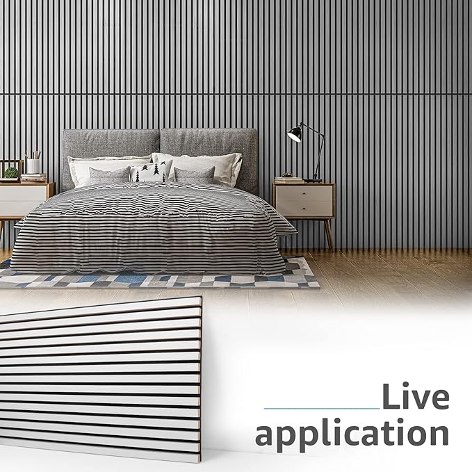 Art3d 4 Wood Slat Acoustic Panels for Wall and Ceiling - 3D Fluted Sound Absorbing Panel with Wood Finish - Brushed Silver