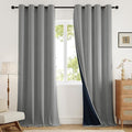 100% Blackout Extra Long Curtains 120 inch Length 2 Panels for Living Room, Linen-Look Textured Room Darkening Thermal Insulated Noise Reduction Drapes for Bedroom (W52xL120, Grey)