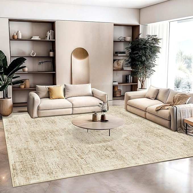 6x9 Area Rug for Living Room Floral Washable Non-Slip Modern Rugs for Bedroom Dinning Room Ultra-Thin Indoor Brown