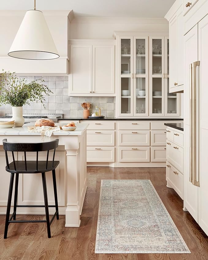 Loloi Chris Loves Julia Jules Collection JUL-07 Natural/Ocean 2'-6'' x 12'-0'', .13" Pile Height, Runner Rug