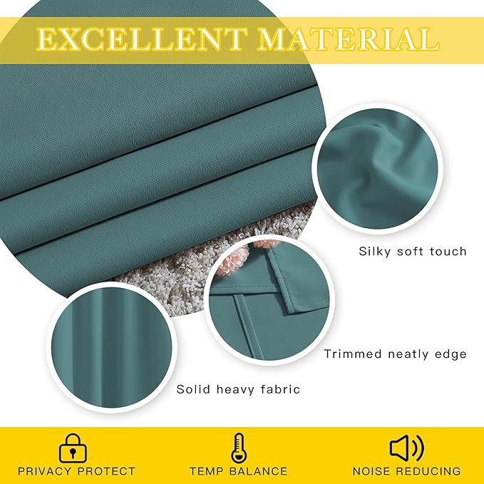 NICETOWN Blackout Room Darkening Window Curtain - Thermal Insulated Solid Grommet Blackout Patio Door Curtain/Drape for Living Room (Sea Teal, 1 Panel, 80 by 95-inch)