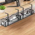Under Desk Cable Management Tray, GZOKMOG Cord Management with Upgraded Clamp No Drill, Metal Cable Management Box for Home Office, Wire Management for Standing Desk, 2 Pack Black, 13.38 inch