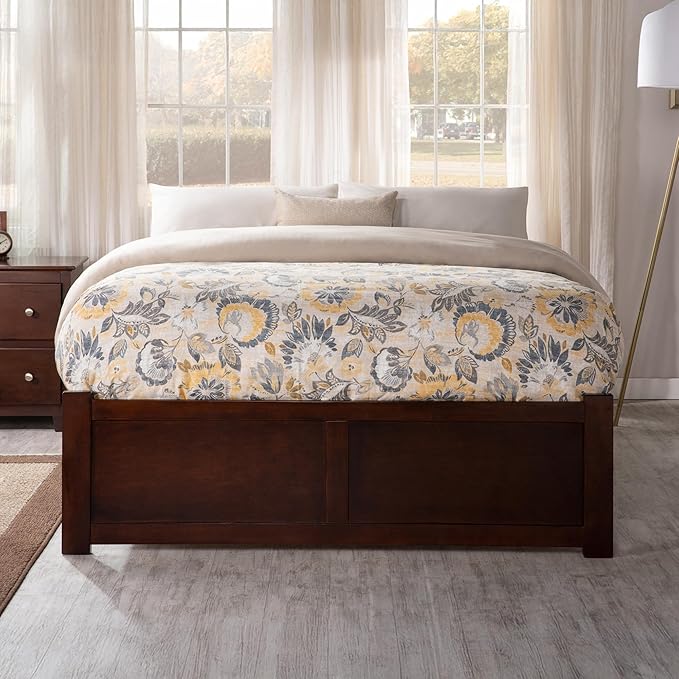 AFI Concord Full Size Platform Bed with Footboard & Twin Trundle in Walnut