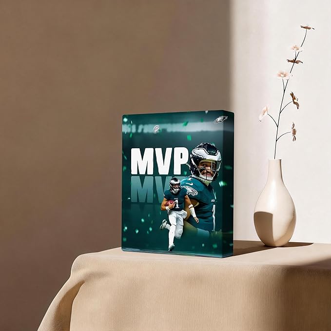 B.B.F MAKE 2025 Super Canvas Bowl Wall Art Champions MVP Hurts Canvas Wall Decor Eagles Poster Print Philadelphia Sports Star Picture Gift Modern Bedroom Living Room Home Decoration, Framed 20x24inch