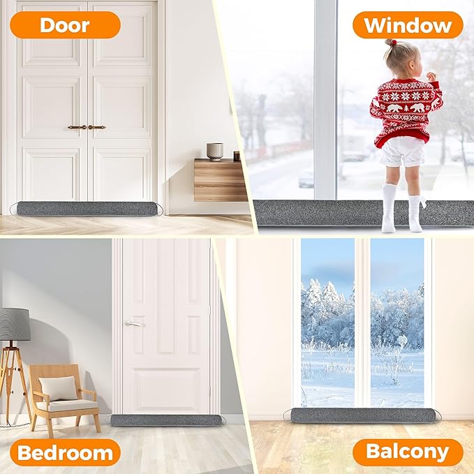 TORRAMI Under Door Draft Stoppers 38 Inch, Heavy Triangle Stop Draft Block Cold Air/Wind/Breeze Noise Blocker Door Sweeps Weather Stripping Bottom Seal Dark Gray