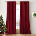 RYB HOME Red Velvet Curtains for Bedroom 90 inches - Light & Heat Block Back Tabs Window Treatment Energy Efficient Privacy Protection Drapes for Farmhouse, Living Room, Ruby Red, W52 x L90, 2 Panels