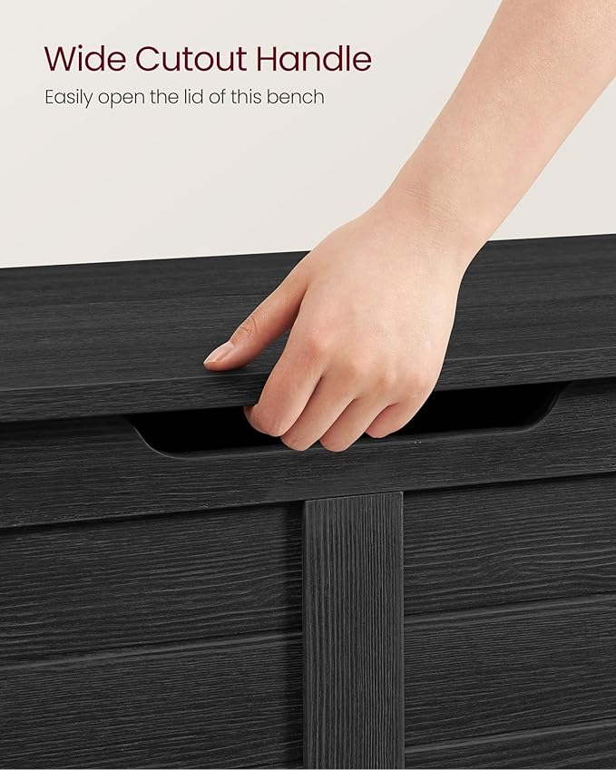 VASAGLE Storage Chest, Storage Bench with 2 Safety Hinges, Farmhouse Style, 15.7 x 39.4 x 18.1 Inches, for Entryway, Bedroom, Living Room, Charcoal Gray ULSB061B01