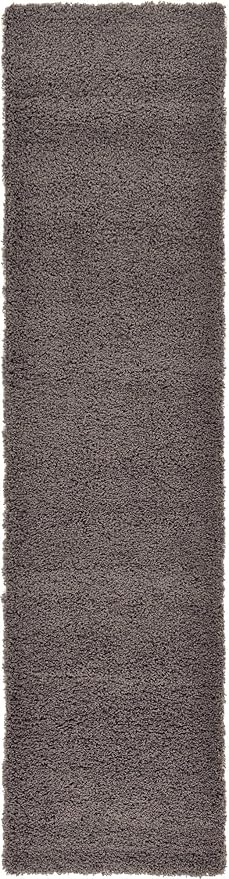 Unique Loom Solid Shag Collection Area Rug (2' 7" x 10' Runner, Graphite Gray)