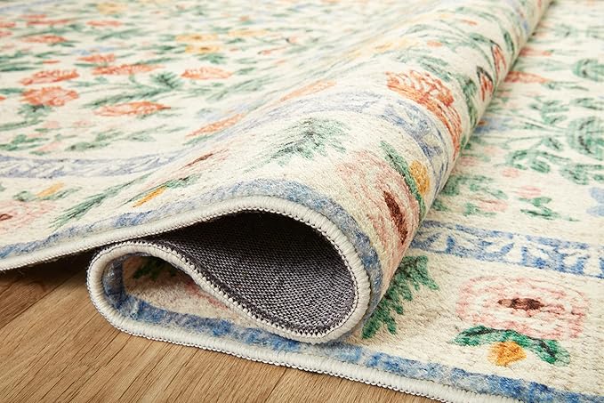 Loloi Rifle Paper Co. Eden Collection EDE-02 Mughal Garden Cream 2'-0" x 5'-0" Accent Rug feat. CloudPile™