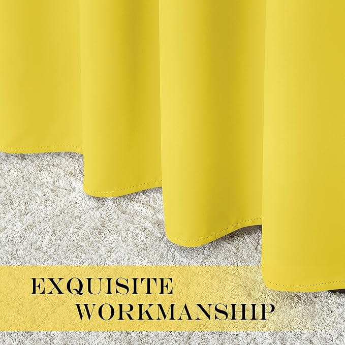 NICETOWN Sliding Glass Door Curtain Extra Long 84 inches Long, Grommet Thermal Insulated Blackout Patio Door Curtain Panel for Bedroom/Pergola, Bright Yellow, 1 Panel, W100 x L84