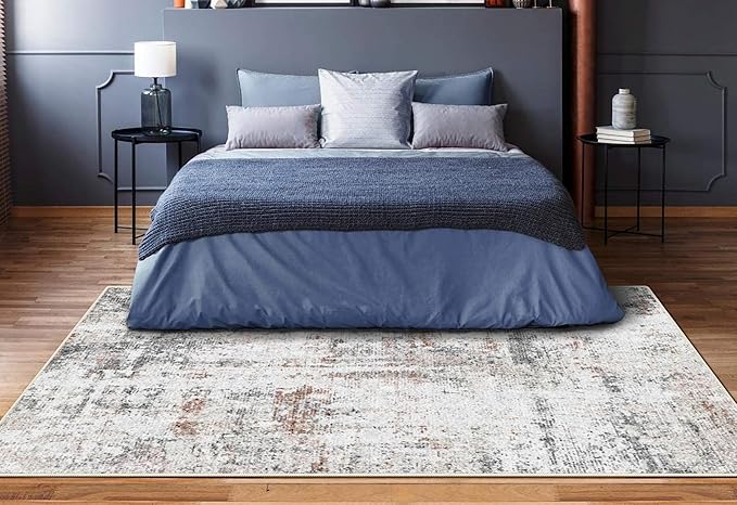 4x6 Rug, Small Area Rug for Living Room, Bedroom, Kitchen, Machine Washable Non-Slip Throw Rug, Modern Abstract Carpet for Entryway Nursery Coffee Table - Durable (Brown Black White)