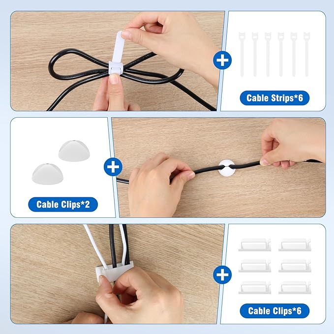 Under Desk Cable Management Tray No-Drill 2 Pack 16.9‘’ Wire Cord Organizers, Cable Management Under Desk for Home and Office No Damage White