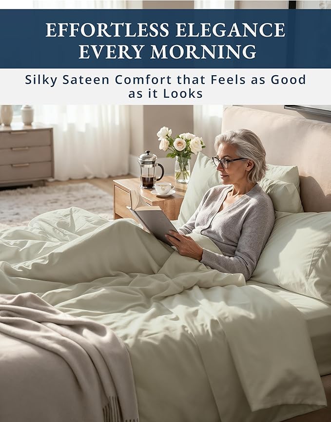 100% Egyptian Cotton King Size Bed Sheets - Premium 1000 Thread Count Breathable, Cooling & Durable 15" Deep Pocket King Sheets, Ultra-Soft Hotel Comfort, Silky Sateen Luxury You Can Feel - Linen