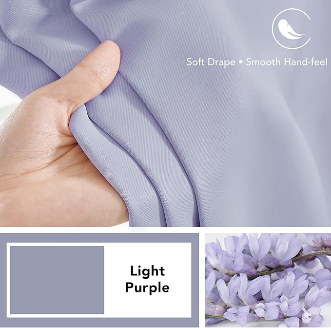 Deconovo Back Tab and Rod Pocket Drapes and Curtains Short Blackout Curtains for Kitchen Windows 42Wx54L Inch Light Purple 2 Panels