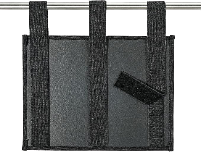 Linen Bedside Caddy, Bedside Storage Organizer for Hospital Beds, College Dorm Rooms or Baby Bed (4 Pockets-Black)