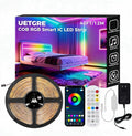 40FT RGB+IC COB LED Strip Lights, Bright Dream Color COB LED Light Strip with App & Remote Control, Color Changing, Music Sync, Dimmable for Bedroom, Kitchen, Gaming Room Home Decor （1 Roll）