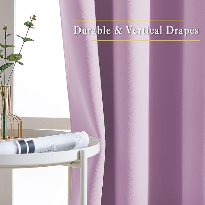NICETOWN Room Darkening Patio Sliding Door Curtains 84 inch Length, Grommet Divider Thermal Insulated Curtain Drapes for French Door/Living Room (Lilac, W100 x L84, 1 Panel)