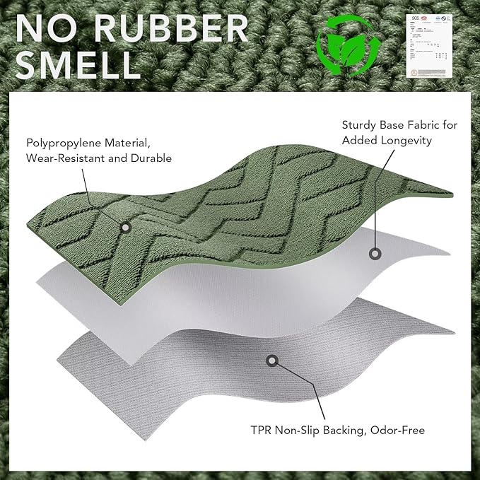 hicorfe Front Door Mat Outside Entrance,32"x40" Absorbent Muddy Dirt Resist Welcome Door Mats Outdoor Indoor,Stain and Fade Resistant,Non Slip Backing Entry Mat Doormat for Entryway(Green)