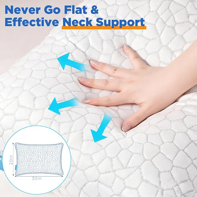 Cooling Bed Pillows for Sleeping 1 Pack Shredded Memory Foam Pillows Adjustable Cool Pillow