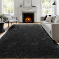 PAGISOFE Black Fluffy Shag Area Rugs for Bedroom 5x7, Soft Fuzzy Shaggy Machine Washable Rugs for Living Room,Plush Nursery Rug Kids Room Furry Floor Rug Boys Carpet for Teen Dorm Black Room Decor