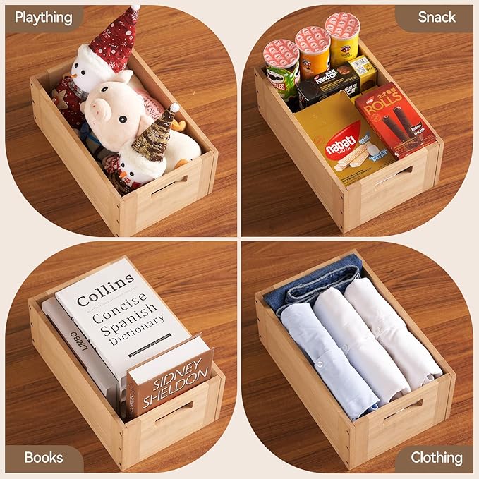 KIRIGEN Stackable Wood Storage Cube /Basket/ Bins Organizer for Home Books Clothes Toy - Modular Open Cubby Storage System - Office Bookcase shelves C15-NA
