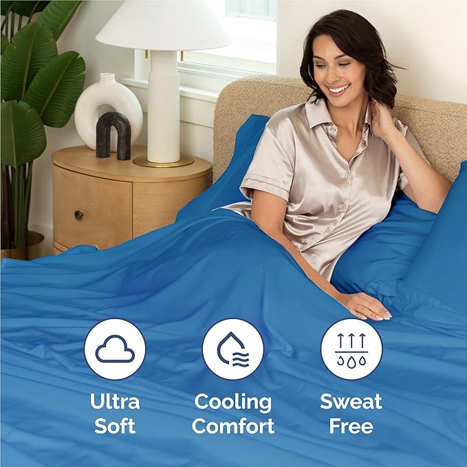 Twin 4 Piece Sheet Set - Cooling, Comfy & Breathable - Hotel Luxury Bedding, Includes Fitted Sheet for Women, Men, Kids & Teens - 1 Flat, 1 Fitted Sheet, 2 Pillowcases with Deep Pockets - Royal Blue