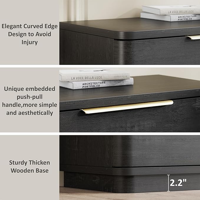 5 Drawer Dresser for Bedroom, 45" Tall Modern Chest of Drawers with Metal Handle, Curved Profile Design, Wooden Closet with Large Drawers Dressers Organizer for Entryway Hallway