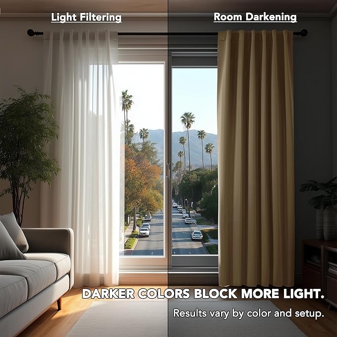 Deconovo Blackout Curtains, Thermal Insulated, W70 x L84 2 Panels, Back Tab, Machine Washable, Room-Darkening Drapes for Bedroom/Living Room Khaki