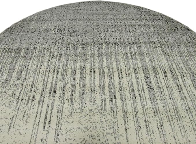 Unique Loom Del Mar Collection Area Rug - Jennifer (7' 10" Round, Gray/ Black)