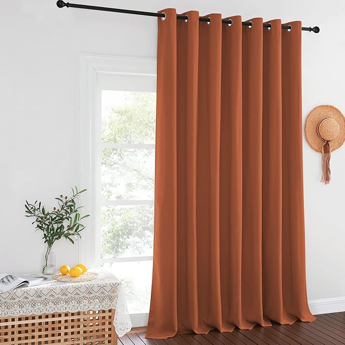 NICETOWN Burnt Orange Blackout Curtains for Bedroom/Living Room 132 Inch Length - Thermal Insulated Room Darkening Grommet Top Window Curtains (100 by 132 - Inch, 1 Panel)
