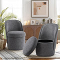 Swivel Accent Chair Set of 2, 360° Swivel Round Chair with Hidden Storage, Vanity Chairs, Modern Small Barrel Armchair for Living Room/Bedroom, Darkgrey