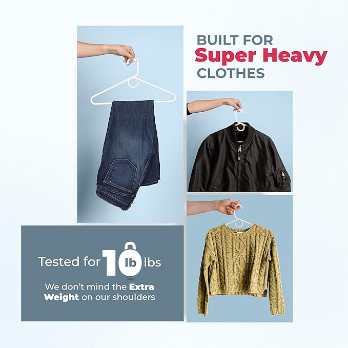 Neaties Heavy Duty Clothes Hangers 100+ Pack (324 Count) – Made in The USA – 8lb Capacity Plastic Hangers for Adult Clothing – Durable for Pants, Coats, Jackets, or Jeans – Black