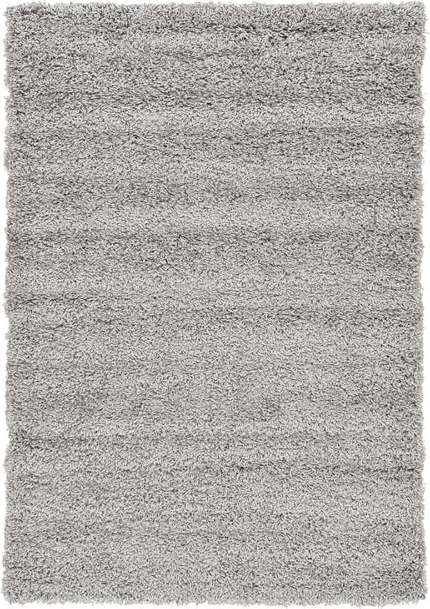 Unique Loom Solid Shag Collection Area Rug (4' 1" x 6' 1" Rectangle, Cloud Gray)
