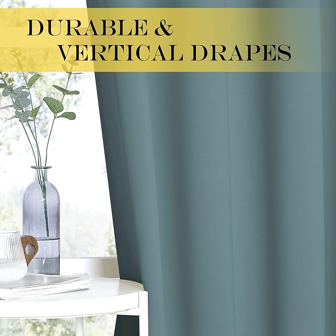 NICETOWN Bedroom Blackout Curtains for Doorway - Thermal Insulated Grommet Room Darkening Large Window Treatments Sound Proof for Living Room/Sliding Door (Greyish Blue, 1 Panel, W66 x L72)