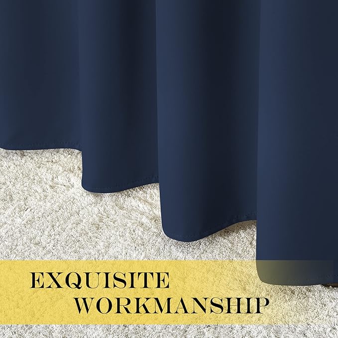 NICETOWN Blackout Curtain Panel Grommet - All Season Eyelet Top Blackout Drapery for Bedroom/Living Room/Glass Door, Navy, 1 Panel of 52 x 45 inches