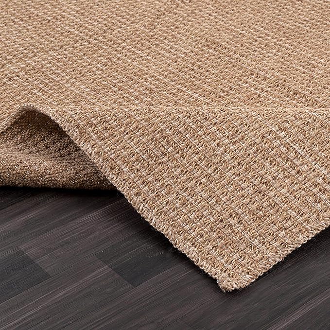 Easy Jute Rug 6x9 Indoor Outdoor Natural Rugs Solid Fiber Rug Woven Area Rug Boho Easy Clean Inside Carpet for Living Room Bedroom Dining Room Hallway or Outdoor Patio Porch (6 X 9 Natural)