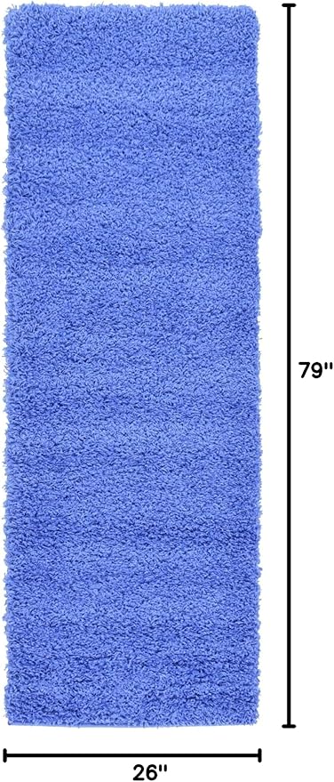 Unique Loom Solid Shag Collection Area Rug (2' 2" x 6' 7" Runner, Periwinkle Blue)