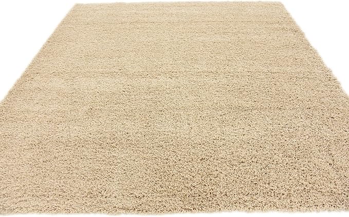 Unique Loom Solid Shag Collection Area Rug (5' 1" Square, Taupe)