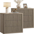 SICOTAS Night Stand Set 2 - Oversized Extra Large Bedside Table Modern Side Table with Storage Fluted 3 Drawer Nightstand 27.5" W End Tables Dorm Room Nightstands for Bedroom Sofa Couch Home Office
