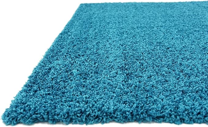 Unique Loom Solid Shag Collection Area Rug (8' Square, Turquoise)